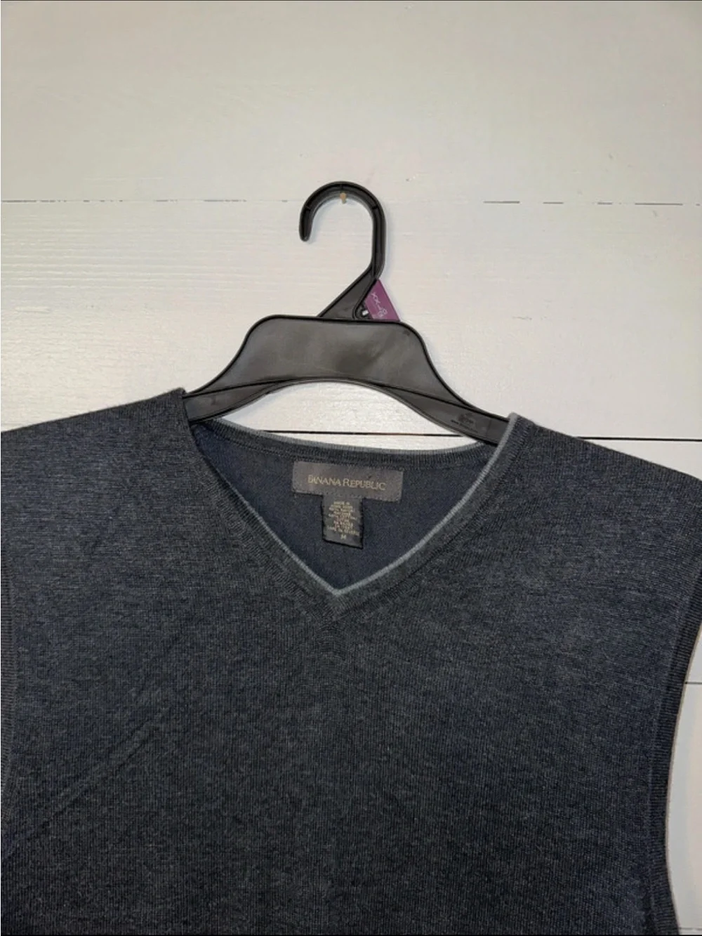 Banana Republic Charcoal V-Neck Sleeveless Knit Vest